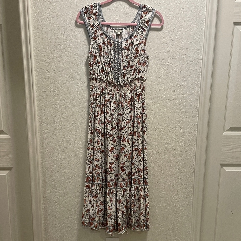 Floral Midi Dress - Cream and Brown